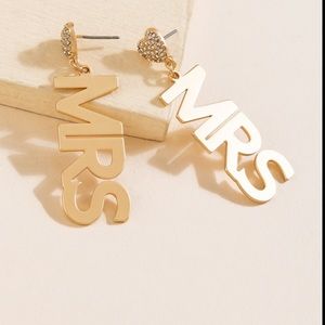MRS Satin Pave Heart Drop Earrings